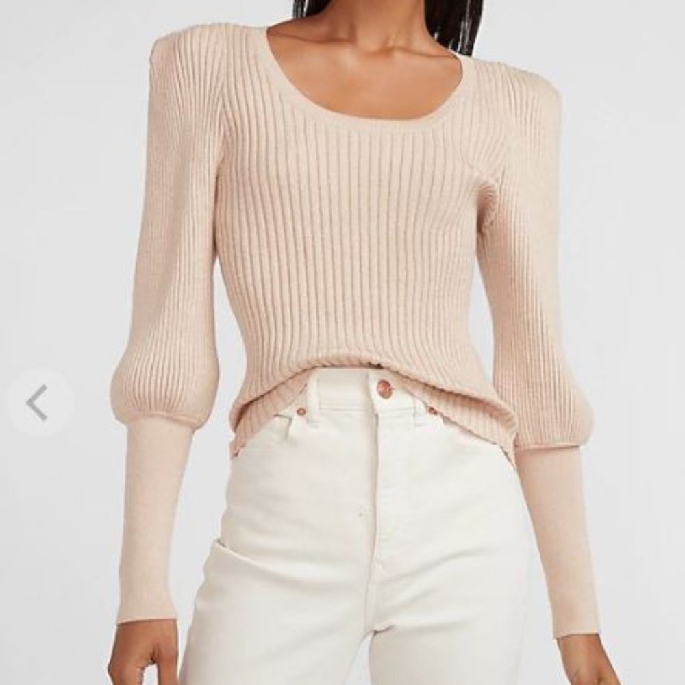 Express Metallic Champagne Sharp Shoulder Top